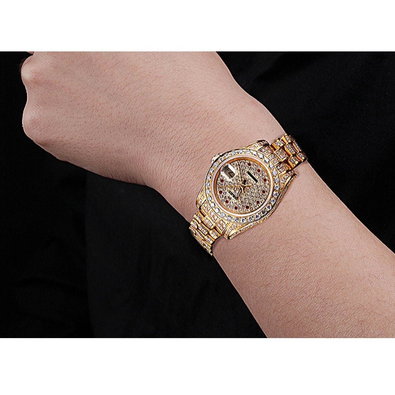 Aaa replica Rolex Swiss Gold Dial Diamond DateJust 622024 0804